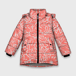 Куртка зимняя для девочки Цветочный персиковый, цвет: 3D-светло-серый