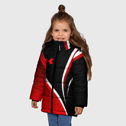 Куртка зимняя для девочки Кавасаки - красные волны, цвет: 3D-красный — фото 2