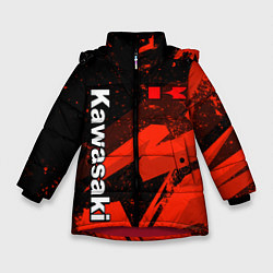Куртка зимняя для девочки Кавасаки - красные брызги, цвет: 3D-красный