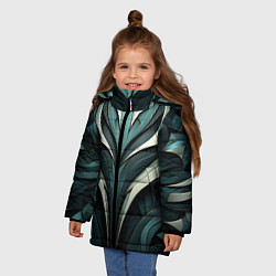 Куртка зимняя для девочки Абстрактные узор в виде лица, цвет: 3D-черный — фото 2