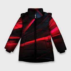 Куртка зимняя для девочки Red lighting black background, цвет: 3D-черный