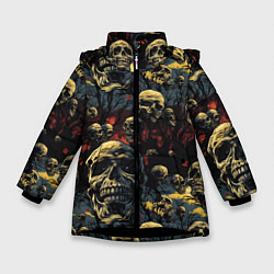 Куртка зимняя для девочки Крик ужаса, цвет: 3D-черный