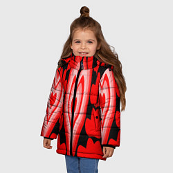 Куртка зимняя для девочки Сердечки с красными узорами, цвет: 3D-красный — фото 2