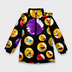 Куртка зимняя для девочки Хитрый эмоджи, цвет: 3D-черный