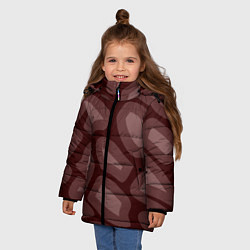 Куртка зимняя для девочки Кофейный камуфляж, цвет: 3D-красный — фото 2