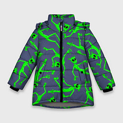 Куртка зимняя для девочки Инопланетяне паттерн, цвет: 3D-светло-серый