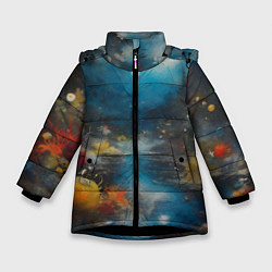 Куртка зимняя для девочки Абстрактная живопись в стиле импрессионизма, цвет: 3D-черный