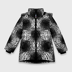 Куртка зимняя для девочки Симметричная черно-белая паутина, цвет: 3D-черный