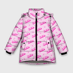 Куртка зимняя для девочки Паттерн - Барби и сердечки, цвет: 3D-светло-серый