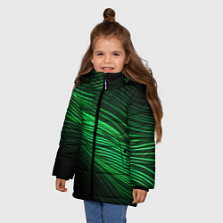 Куртка зимняя для девочки Green neon lines, цвет: 3D-красный — фото 2