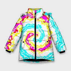 Куртка зимняя для девочки Тай-дай триппи, цвет: 3D-черный