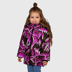 Куртка зимняя для девочки Розовые кислотные клыки, цвет: 3D-черный — фото 2