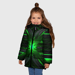 Куртка зимняя для девочки Зеленый свет в абстракции, цвет: 3D-светло-серый — фото 2