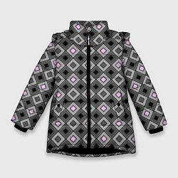 Куртка зимняя для девочки Серо - розовый геометрический узор, цвет: 3D-черный