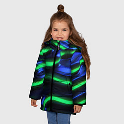 Куртка зимняя для девочки Green blue lines, цвет: 3D-красный — фото 2