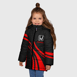 Куртка зимняя для девочки Honda CR-V - красный и карбон, цвет: 3D-черный — фото 2