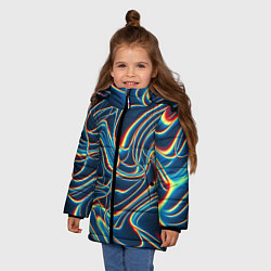 Куртка зимняя для девочки Abstract waves, цвет: 3D-светло-серый — фото 2