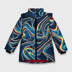 Куртка зимняя для девочки Abstract waves, цвет: 3D-красный