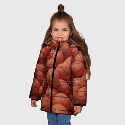 Куртка зимняя для девочки Узор с баскетбольными мячами, цвет: 3D-красный — фото 2