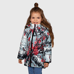 Куртка зимняя для девочки Лепестки цветущей вишни - сакура, цвет: 3D-светло-серый — фото 2