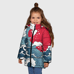 Куртка зимняя для девочки Страна восходящего солнца - большая волна, цвет: 3D-черный — фото 2