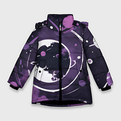 Куртка зимняя для девочки Фиолетовый космос - нейросеть, цвет: 3D-черный