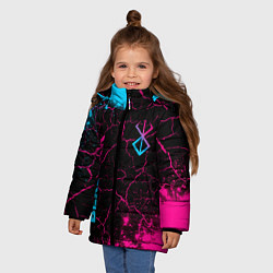 Куртка зимняя для девочки Berserk - neon gradient: надпись, символ, цвет: 3D-черный — фото 2