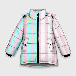 Куртка зимняя для девочки Полоска Барби и Кена - сплит: нежно-мытный и розов, цвет: 3D-светло-серый