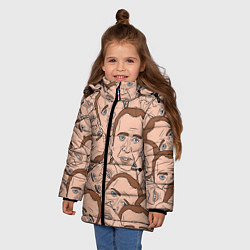 Куртка зимняя для девочки Лица Николаса Кейджа, цвет: 3D-черный — фото 2