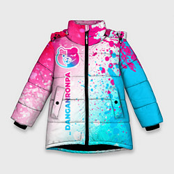 Куртка зимняя для девочки Danganronpa neon gradient style: по-вертикали, цвет: 3D-черный