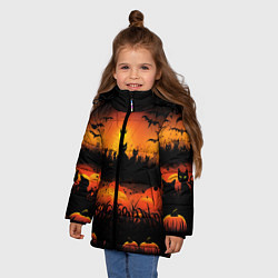 Куртка зимняя для девочки Кошки хэллоуина, цвет: 3D-черный — фото 2