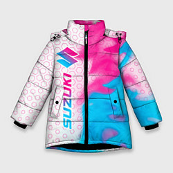 Куртка зимняя для девочки Suzuki neon gradient style: по-вертикали, цвет: 3D-черный