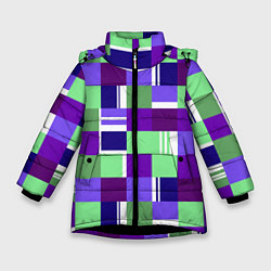 Зимняя куртка для девочки Ретро квадраты баклажановые