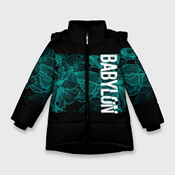 Зимняя куртка для девочки Вавилон на фоне цветочных узоров