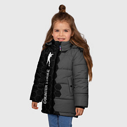 Куртка зимняя для девочки Counter Strike glitch на темном фоне: по-вертикали, цвет: 3D-черный — фото 2