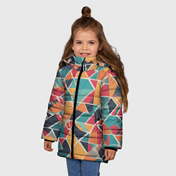 Куртка зимняя для девочки Осенний паттерн красно-сине-жёлтый, цвет: 3D-красный — фото 2