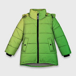 Куртка зимняя для девочки Градиент - зеленый лайм, цвет: 3D-светло-серый