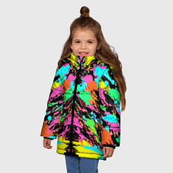 Куртка зимняя для девочки Красочный зеркальный паттерн - кляксы, цвет: 3D-черный — фото 2