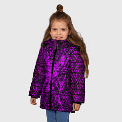 Куртка зимняя для девочки Фиолетовая глитч инфекция, цвет: 3D-черный — фото 2