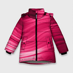 Зимняя куртка для девочки Абстрактный волнистый узор в красно-розовых тонах