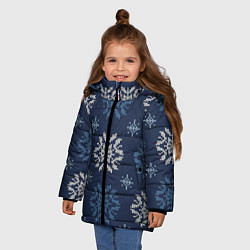 Куртка зимняя для девочки Снежинки спицами - узоры зимы, цвет: 3D-черный — фото 2