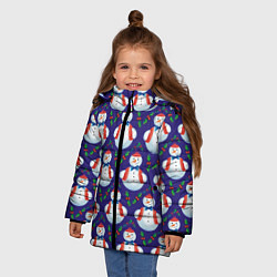 Куртка зимняя для девочки Милые снеговики - зимний узор, цвет: 3D-светло-серый — фото 2