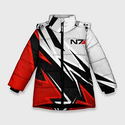 Куртка зимняя для девочки N7 mass effect - white and red, цвет: 3D-черный