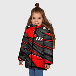Куртка зимняя для девочки Mass Effect - черно-белый, цвет: 3D-красный — фото 2