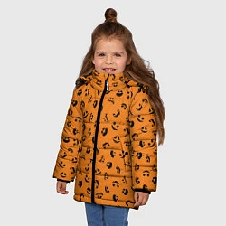 Куртка зимняя для девочки Тыквенный узор, цвет: 3D-черный — фото 2