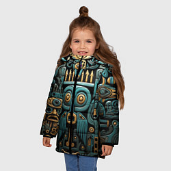 Куртка зимняя для девочки Рисунок в египетском стиле, цвет: 3D-красный — фото 2