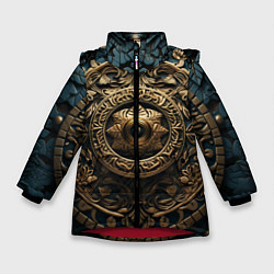 Куртка зимняя для девочки Орнамент в кельтском стиле, цвет: 3D-красный