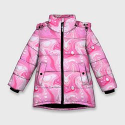 Куртка зимняя для девочки Розовые разводы краски, цвет: 3D-черный
