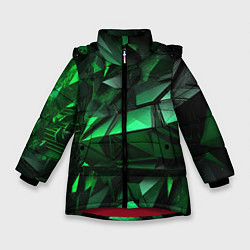 Куртка зимняя для девочки Green abstract, цвет: 3D-красный