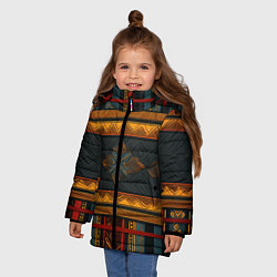 Куртка зимняя для девочки Этнический рисунок в полоску, цвет: 3D-черный — фото 2
